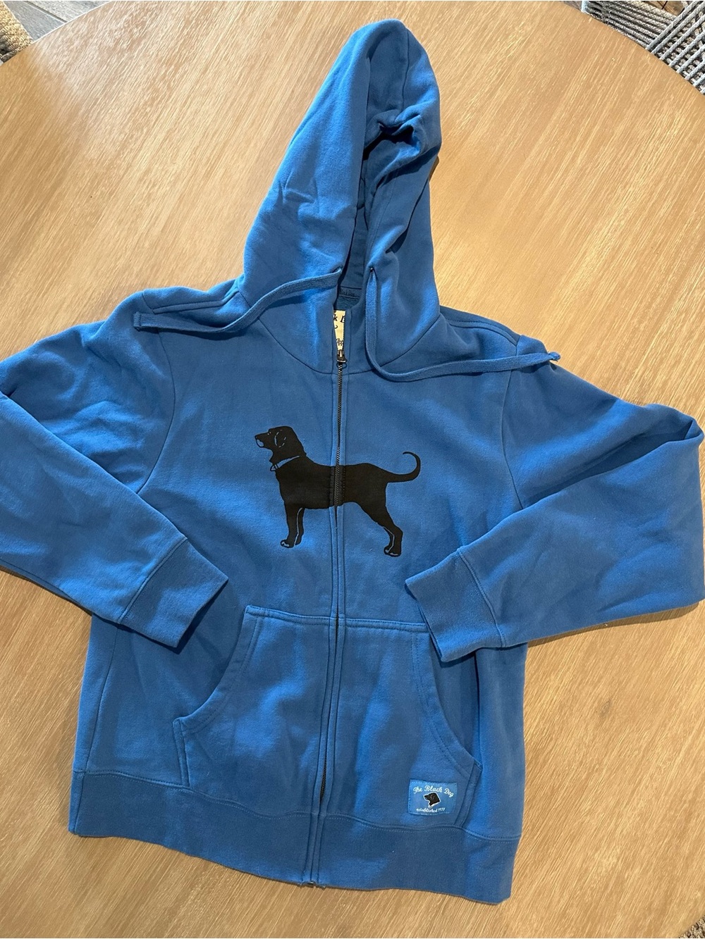 The Black Dog Full Zip Hoodie Medium Blue Heavyweight Soft Fleece Dog Logo